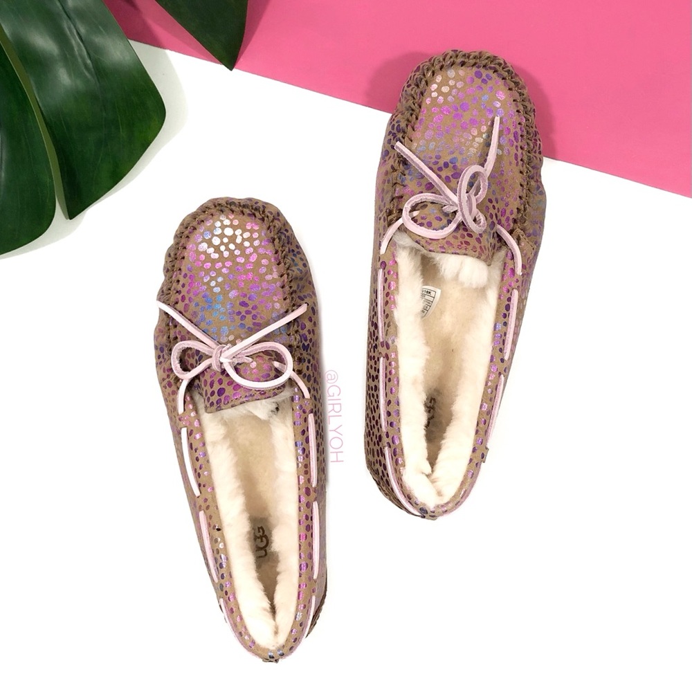 NEW UGG Dakota Metallic Spot Chestnut Moccasin Loafers 36